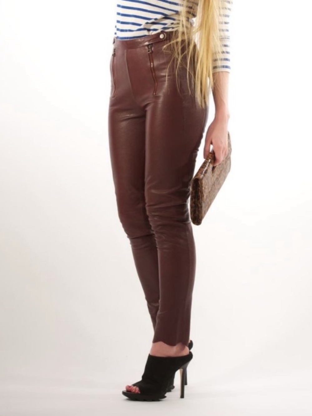 See by Chloe leather pants BLACK scalloped edge